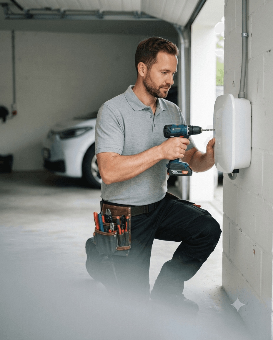 Handwerker mit Werkzeuggürtel